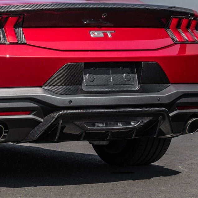 Ford Mustang S650 Performance Style Dry Carbon Fiber Rear Finned Bumper Diffuser 2024-Up
