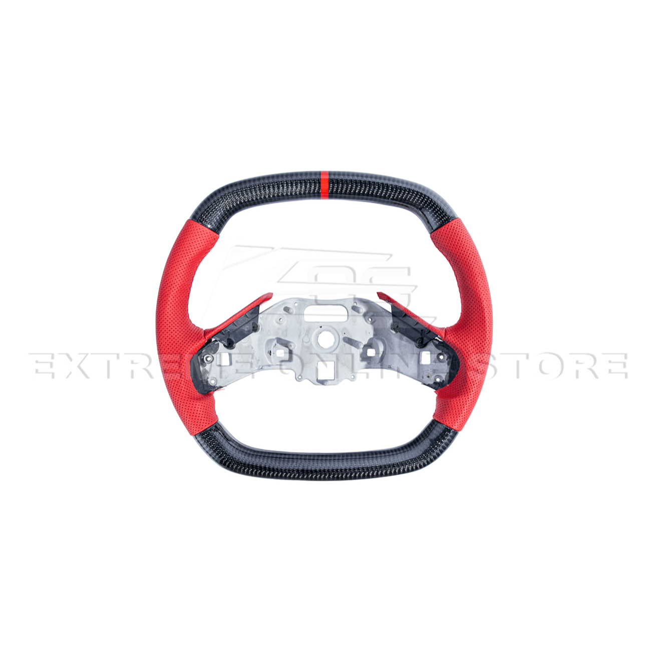 Corvette C8 CARBON FIBER Red Perforated Leather Stripe Steering Wheel