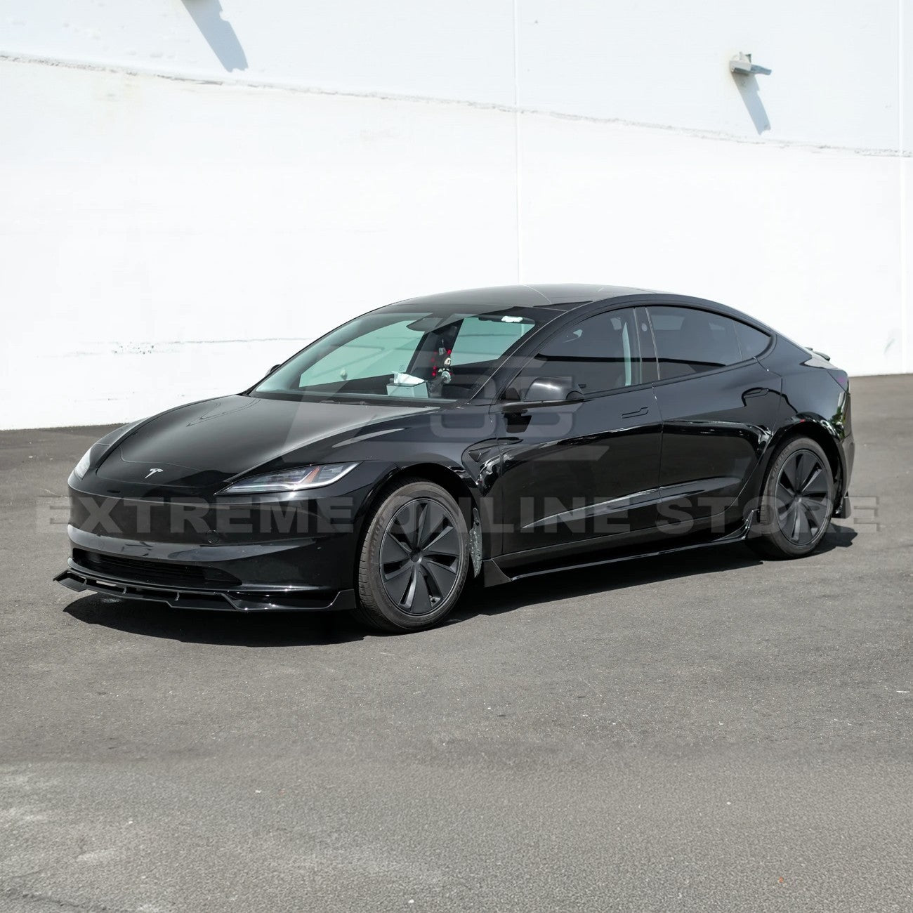 Tesla Model 3 Highland Performance Track Style Gloss Black Side Skirts Rocker Panel Pair 2024-Up