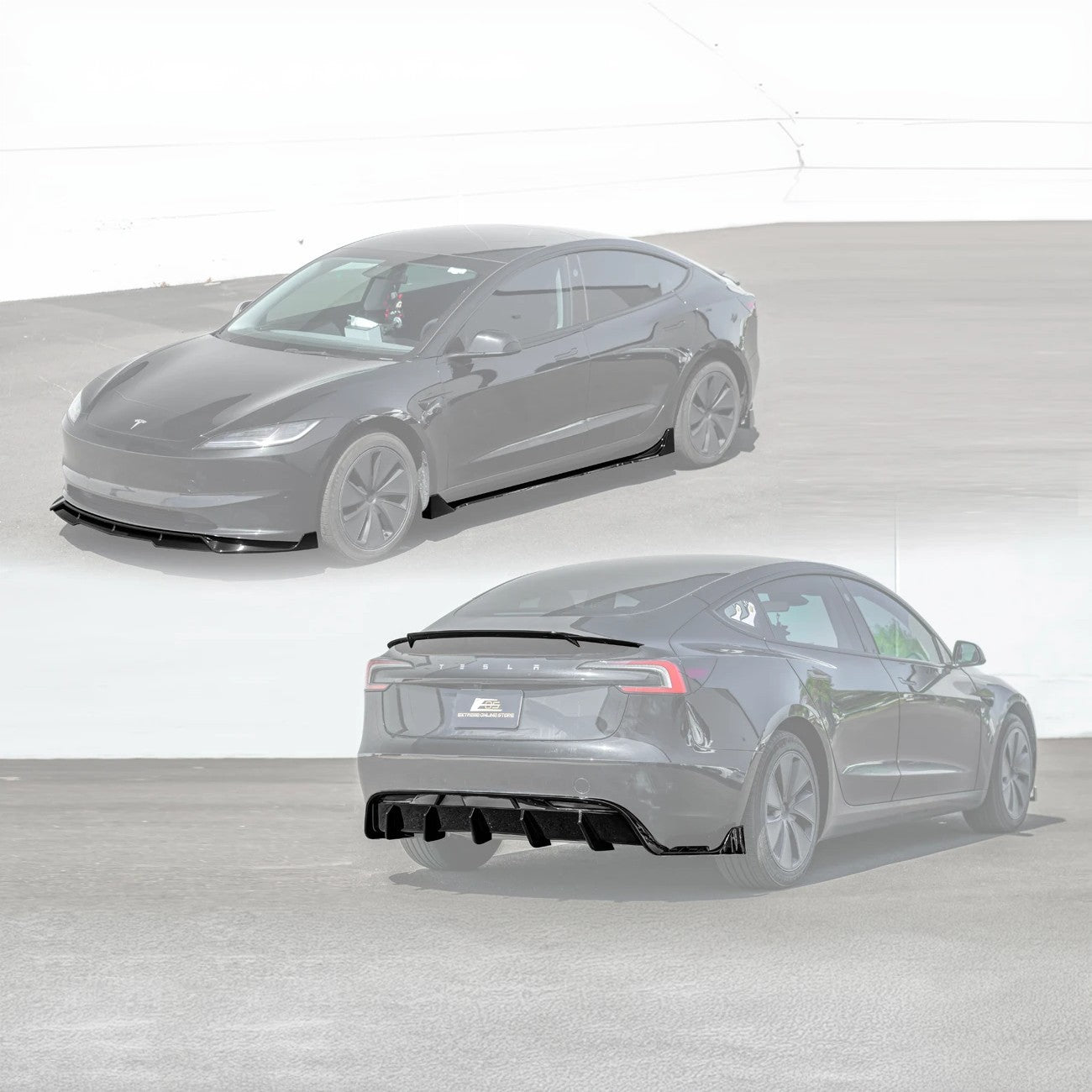 Tesla Model 3 Highland Performance Track Style Gloss Black Body Kit 2024-Up