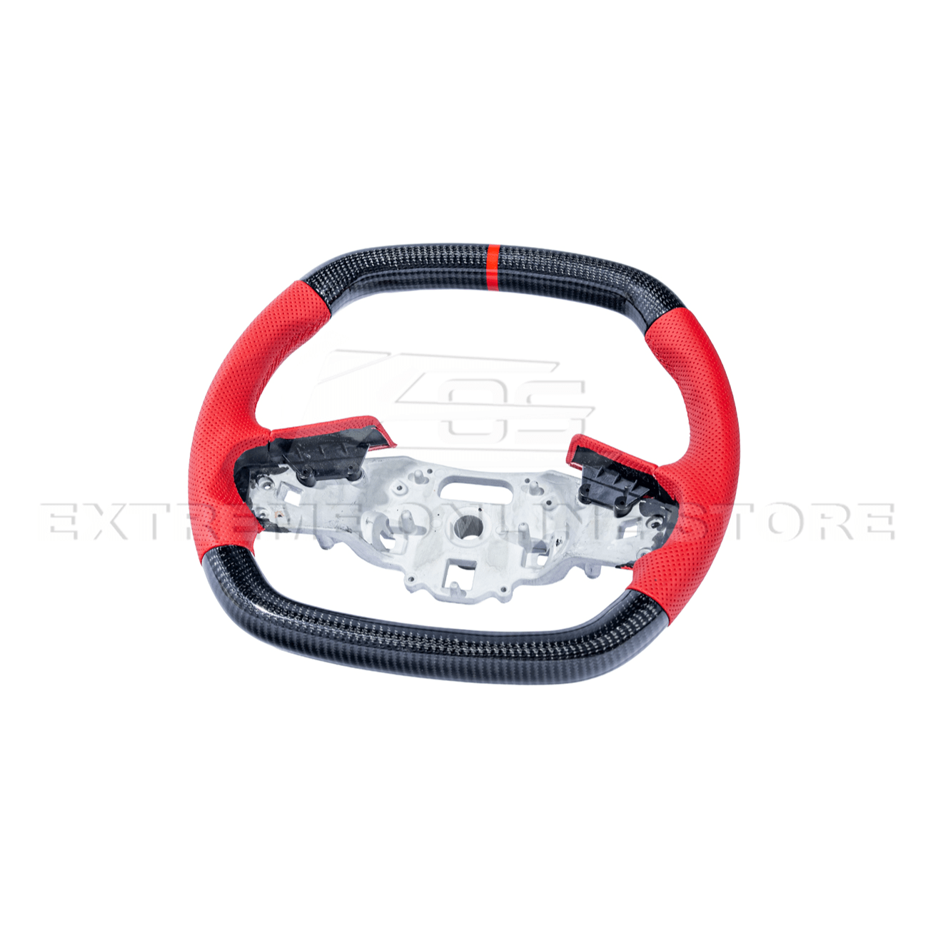 Corvette C8 CARBON FIBER Red Perforated Leather Stripe Steering Wheel