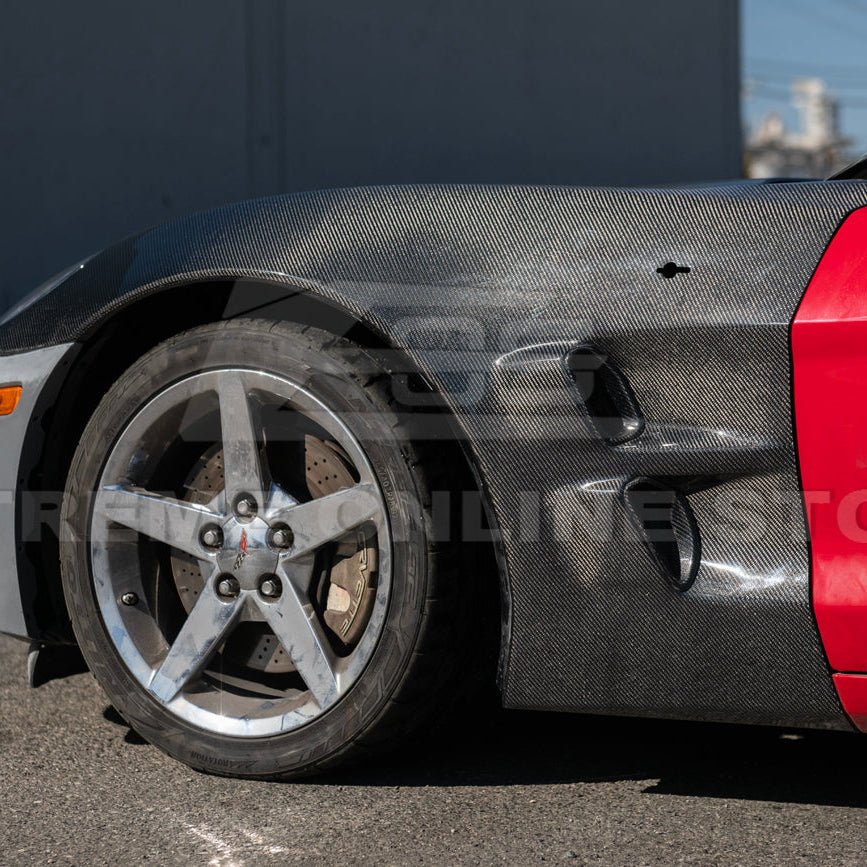 Chevrolet Corvette C6 ZR1 Style Carbon Fiber / Matte Black Front Wide Body Fender Pair 2005-2013