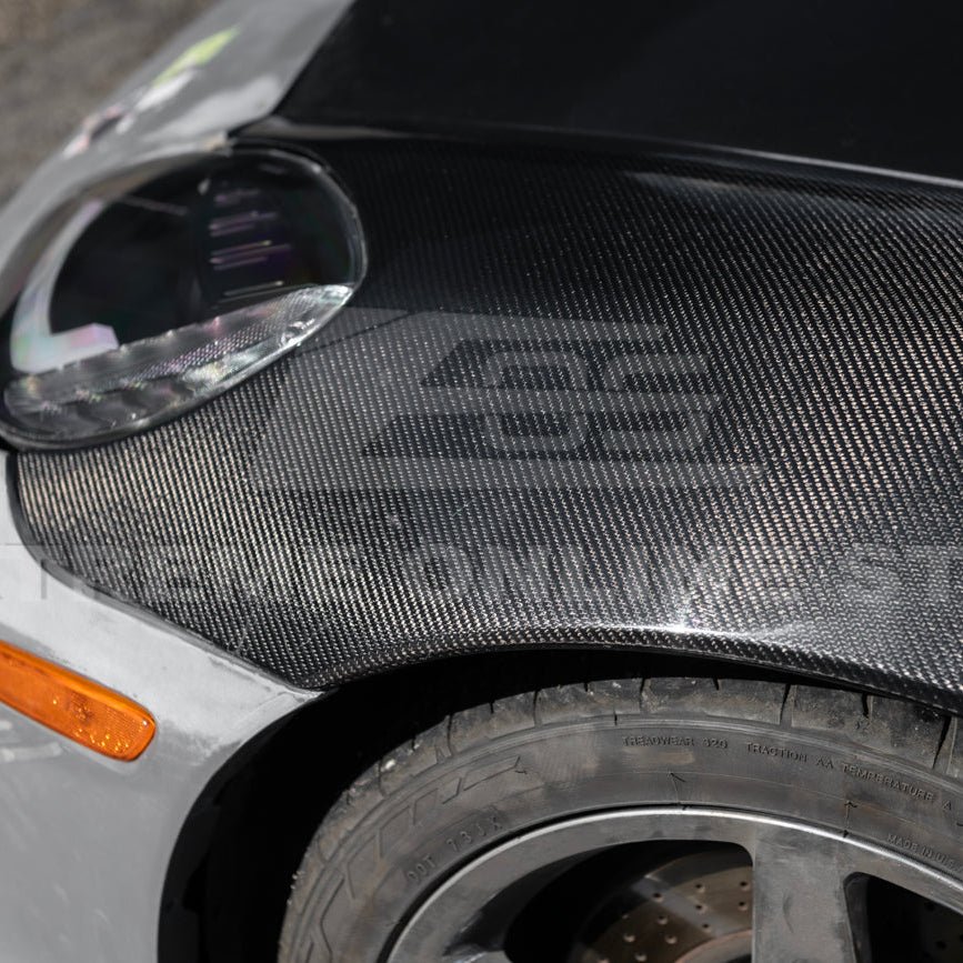 Chevrolet Corvette C6 ZR1 Style Carbon Fiber / Matte Black Front Wide Body Fender Pair 2005-2013