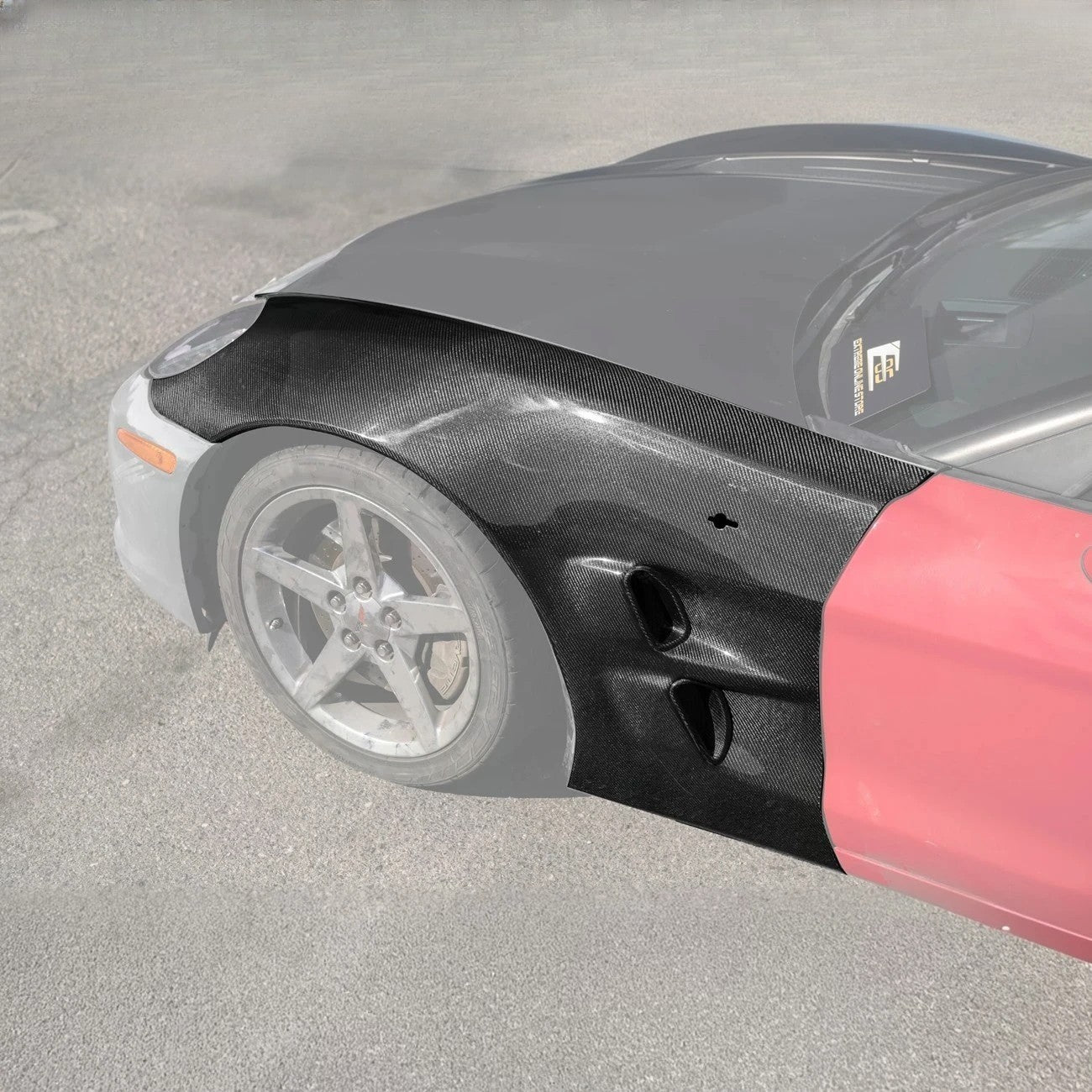 Chevrolet Corvette C6 ZR1 Style Carbon Fiber / Matte Black Front Wide Body Fender Pair 2005-2013