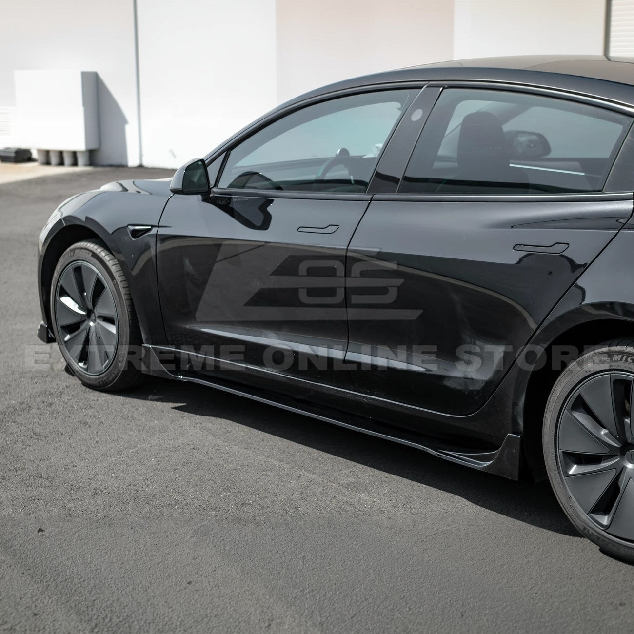Tesla Model 3 Highland Performance Track Style Gloss Black Side Skirts Rocker Panel Pair 2024-Up