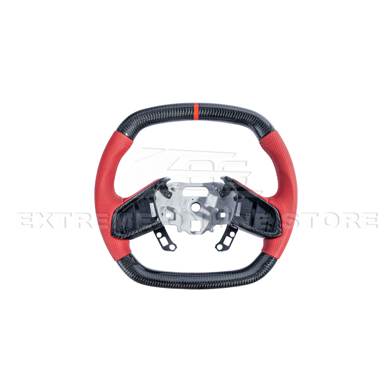 Corvette C8 CARBON FIBER Red Perforated Leather Stripe Steering Wheel