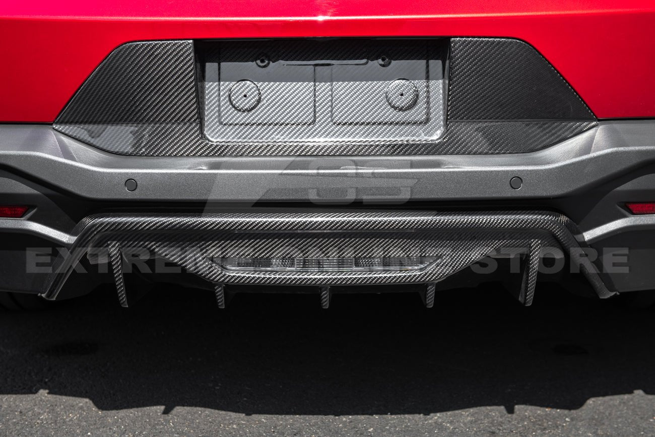Ford Mustang S650 Performance Style Dry Carbon Fiber Rear Finned Bumper Diffuser 2024-Up
