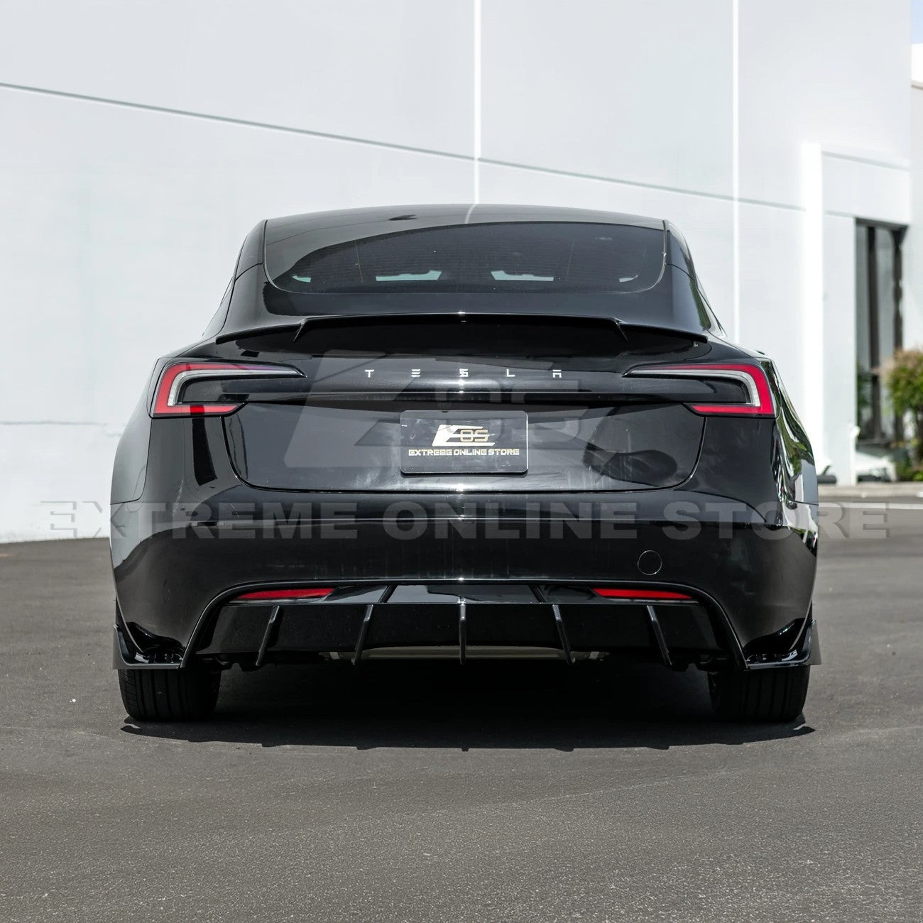 Tesla Model 3 Highland Performance Style Gloss Black Rear Bumper Diffuser Lip 2024-Up