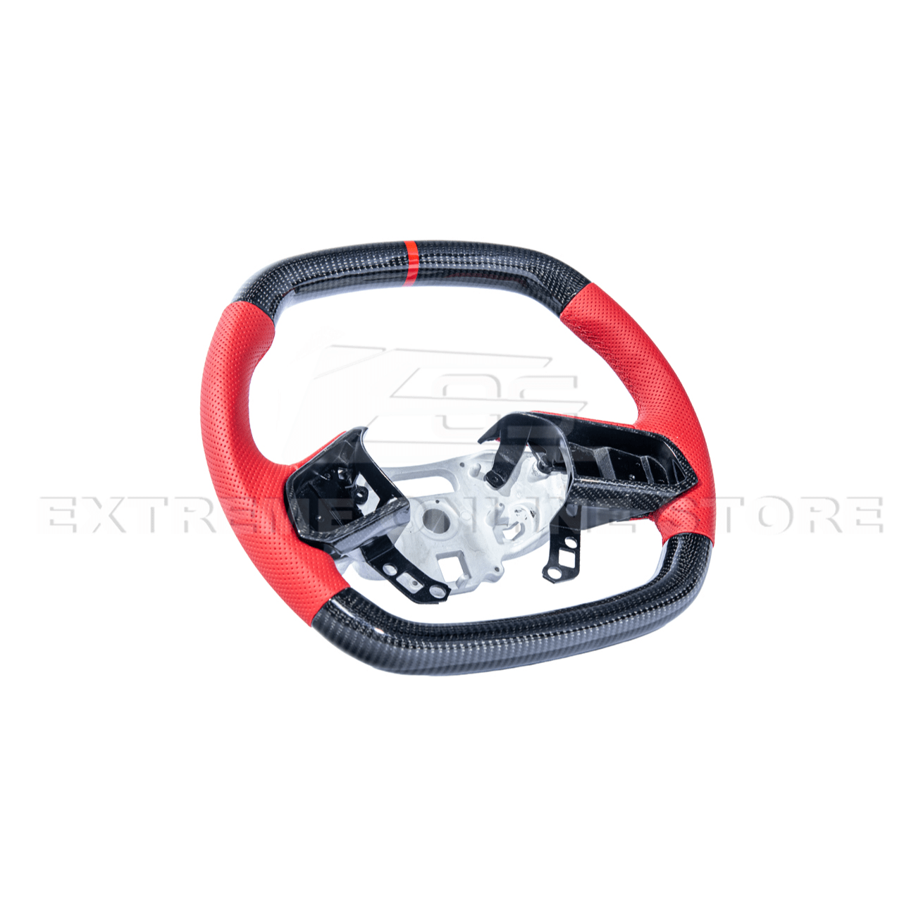 Corvette C8 CARBON FIBER Red Perforated Leather Stripe Steering Wheel