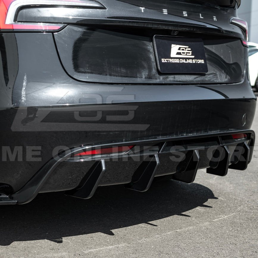 Tesla Model 3 Highland Performance Style Gloss Black Rear Bumper Diffuser Lip 2024-Up