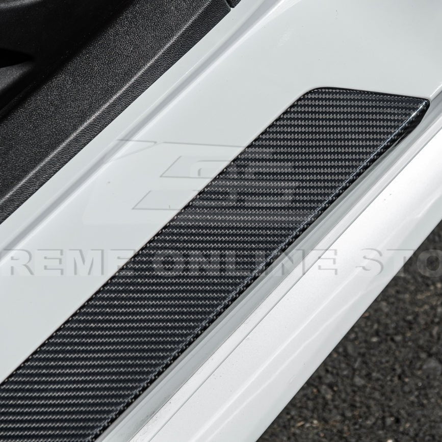 Chevrolet Corvette C8 Dry Carbon Fiber Side Door Sill Plate Strip Covers 2020-Up