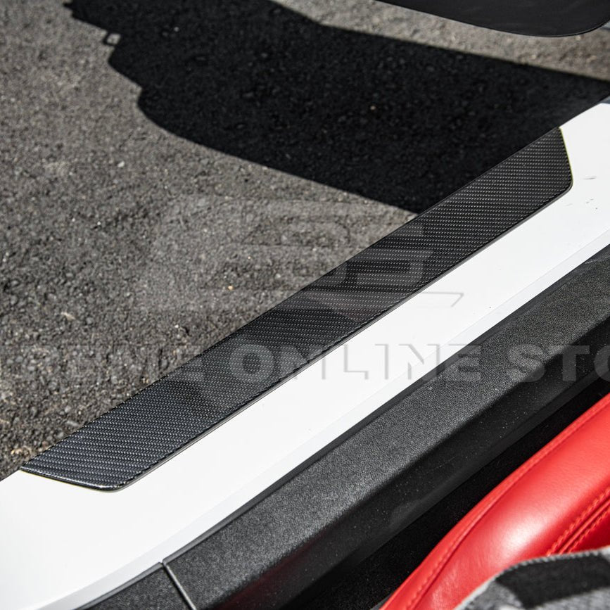 Chevrolet Corvette C8 Dry Carbon Fiber Side Door Sill Plate Strip Covers 2020-Up