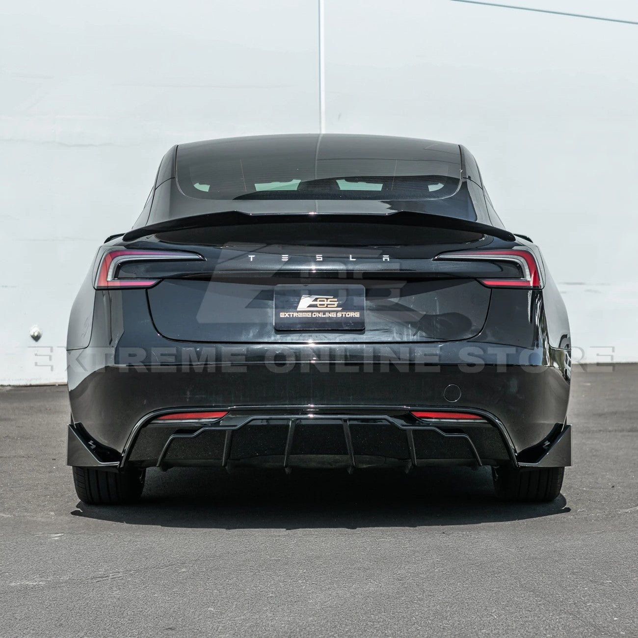 Tesla Model 3 Highland Track Style Gloss Black Rear Bumper Diffuser Lip 2024-Up