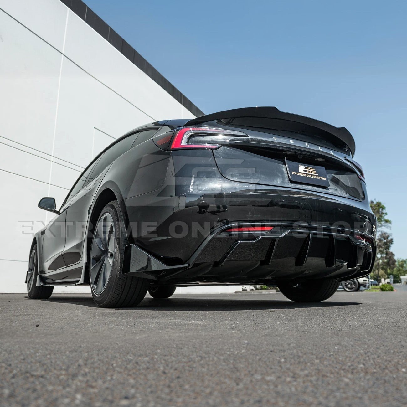 Tesla Model 3 Highland Track Style Gloss Black Rear Trunk Wing Spoiler 2024-Up
