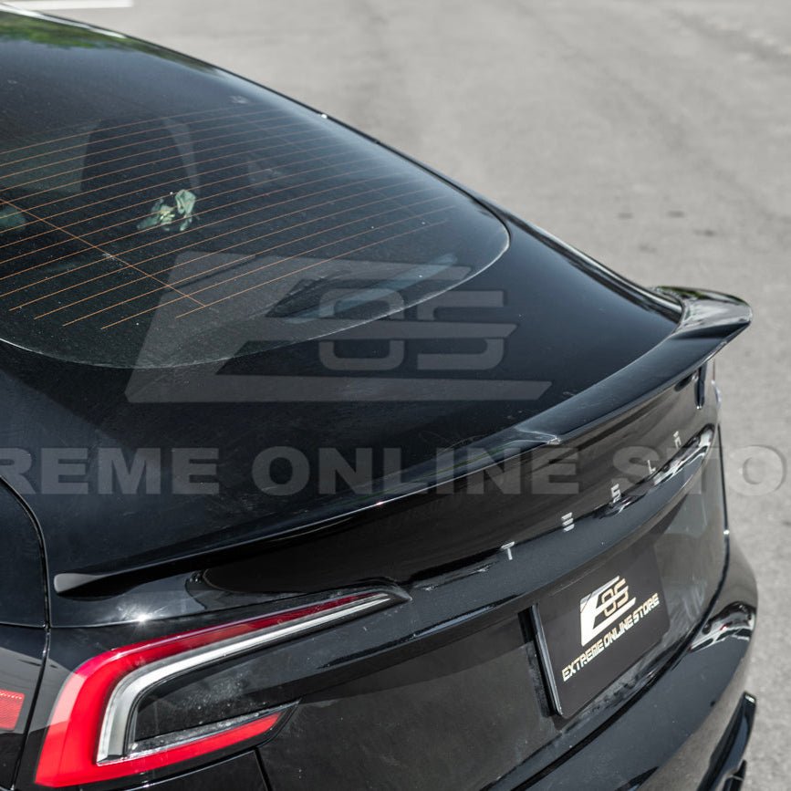 Tesla Model 3 Highland Track Style Gloss Black Rear Trunk Wing Spoiler 2024-Up