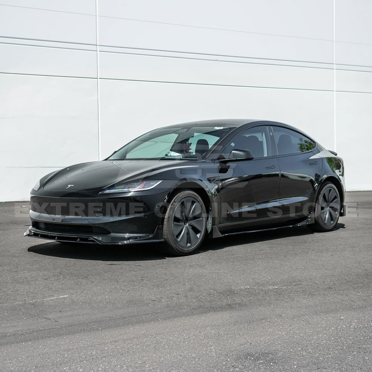 Tesla Model 3 Highland Track Style Gloss Black Front Lip Splitter 2024-Up