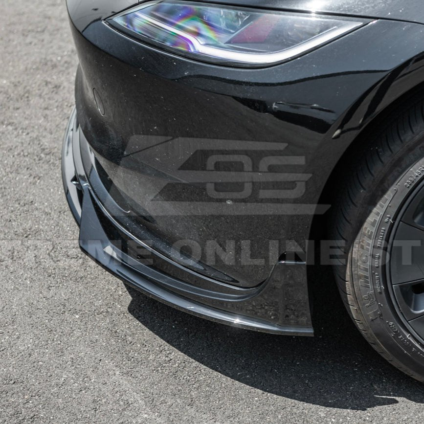 Tesla Model 3 Highland Track Style Gloss Black Front Lip Splitter 2024-Up