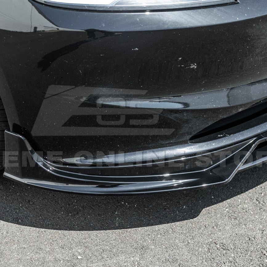 Tesla Model 3 Highland Track Style Gloss Black Front Lip Splitter 2024-Up