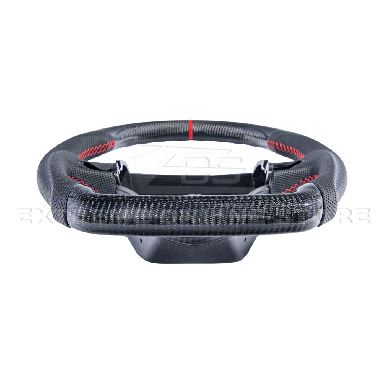 Chevrolet Corvette C6 Carbon Fiber Steering Wheel Perforated Leather Red Stripe 2005-2013