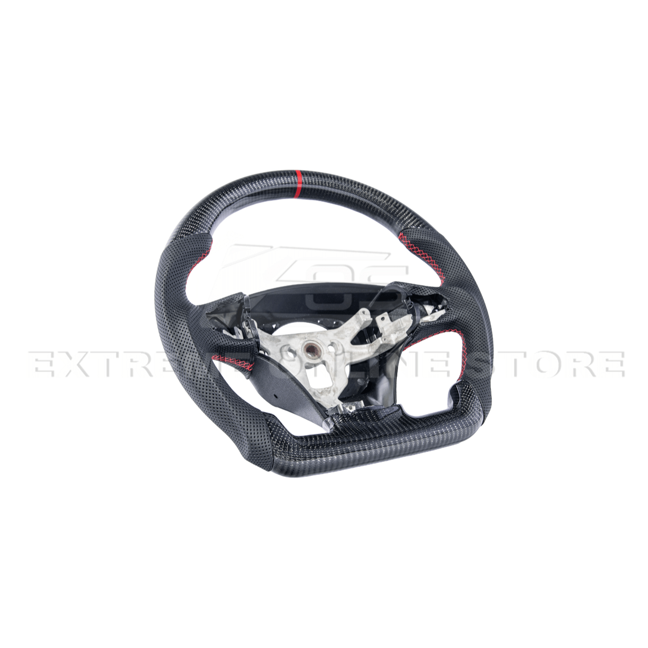Chevrolet Corvette C6 Carbon Fiber Steering Wheel Perforated Leather Red Stripe 2005-2013
