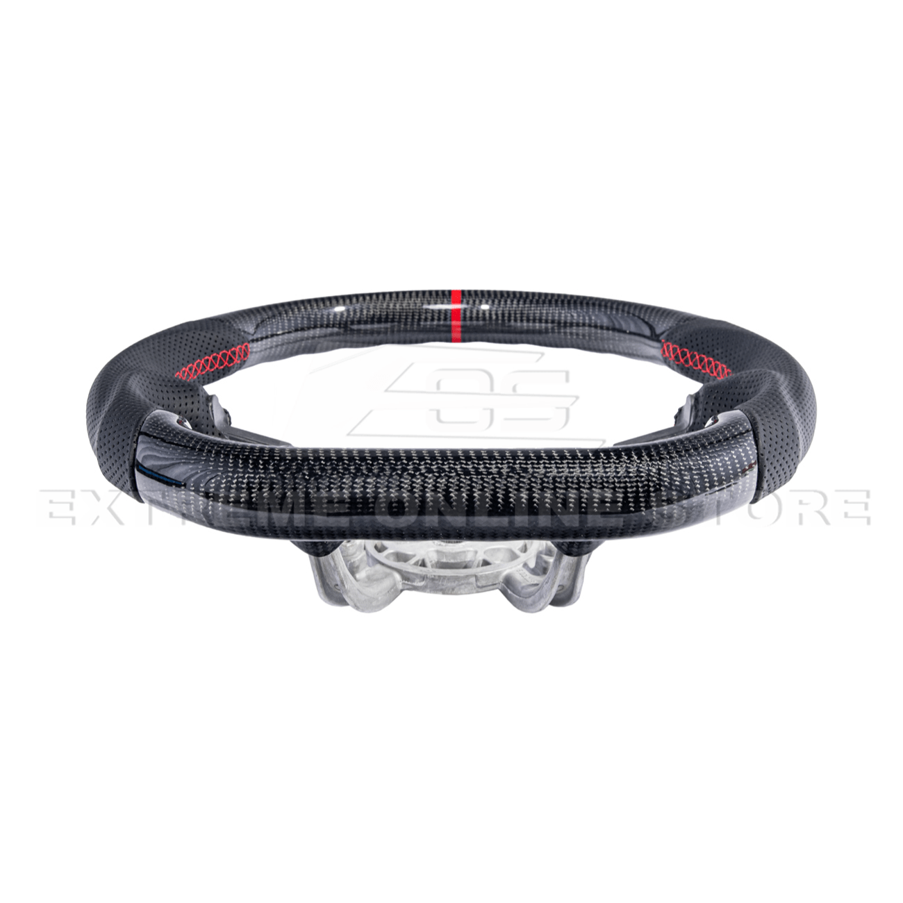 Corvette C5 Black Perforated Leather Red Stripe Carbon Fiber Steering Wheel (1997–2004)