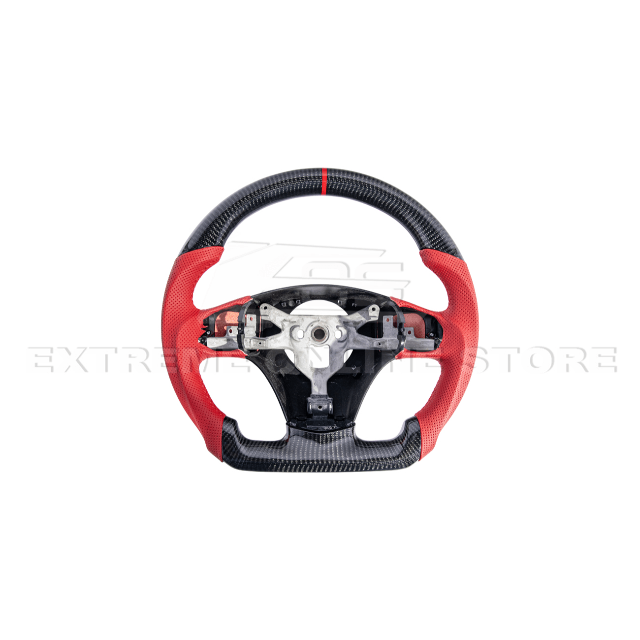 Chevrolet Corvette C6 Carbon Fiber Steering Wheel Red Perforated Leather Stripe 2005-2013