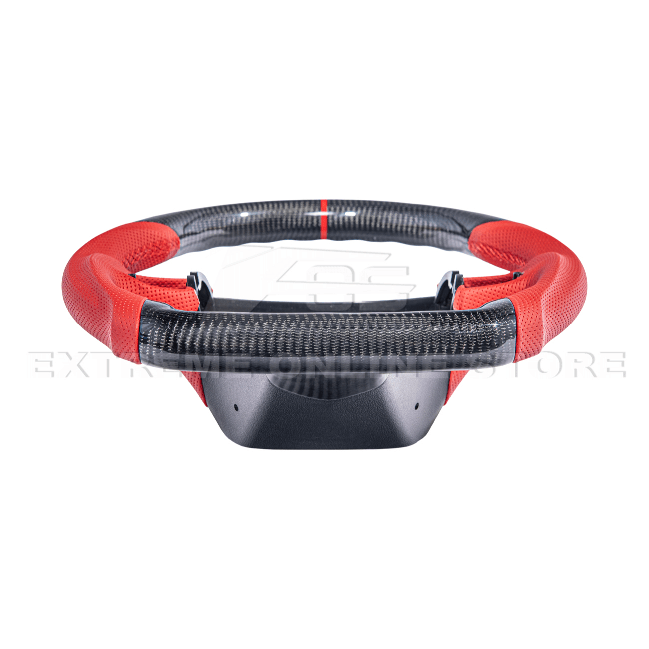 Chevrolet Corvette C6 Carbon Fiber Steering Wheel Red Perforated Leather Stripe 2005-2013