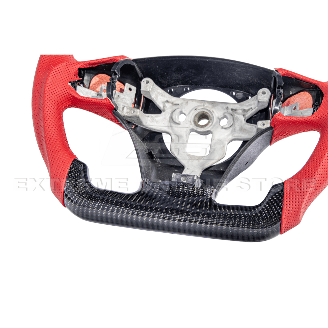 Chevrolet Corvette C6 Carbon Fiber Steering Wheel Red Perforated Leather Stripe 2005-2013