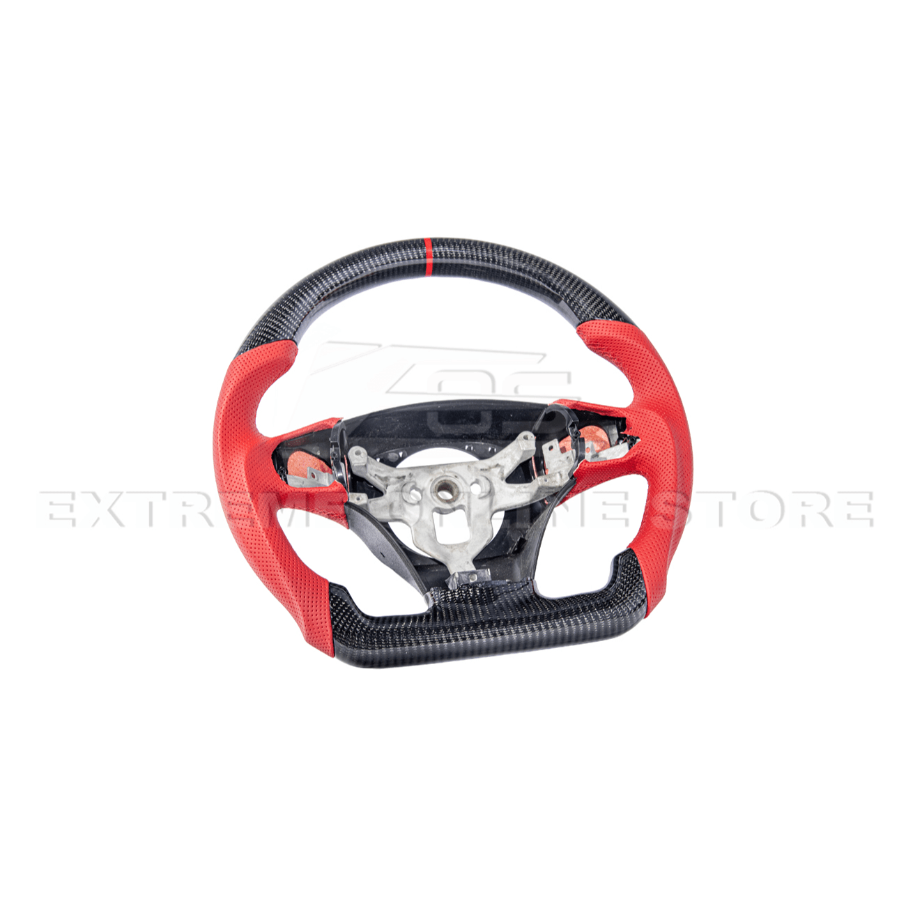 Chevrolet Corvette C6 Carbon Fiber Steering Wheel Red Perforated Leather Stripe 2005-2013