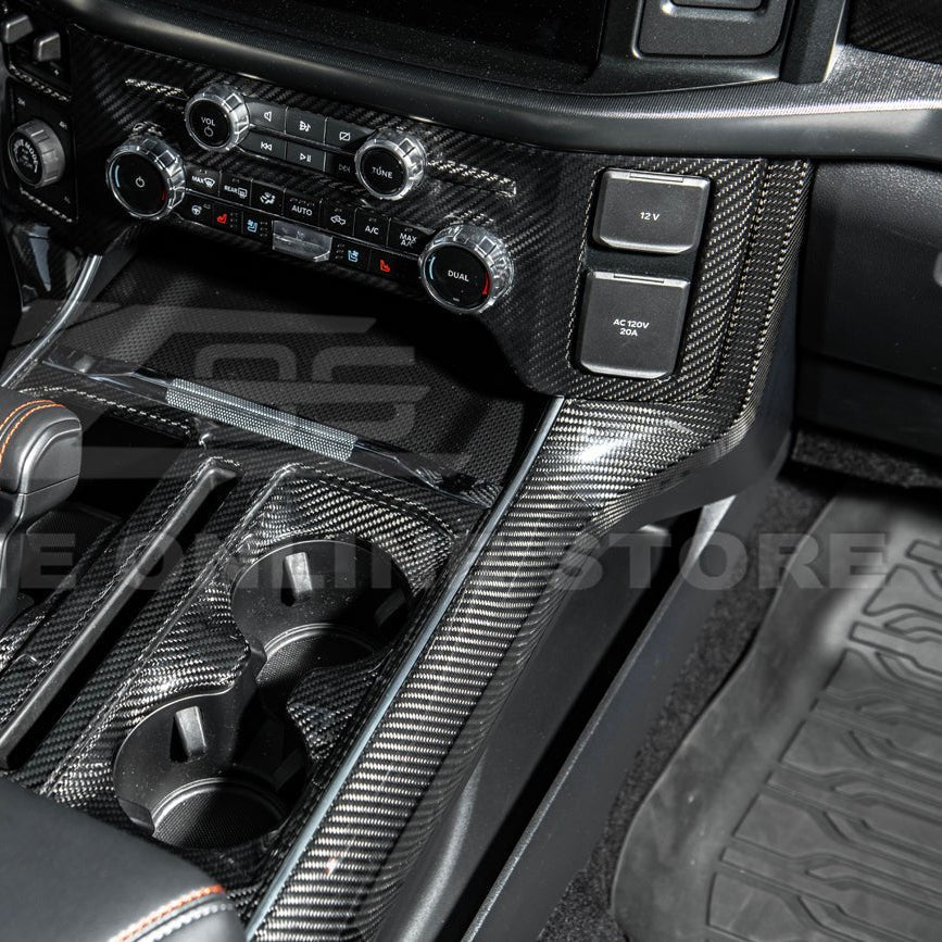 Ford F-150 Factory Style Dry Carbon Fiber Center Console Side Panel Trim Cover 2021-Up
