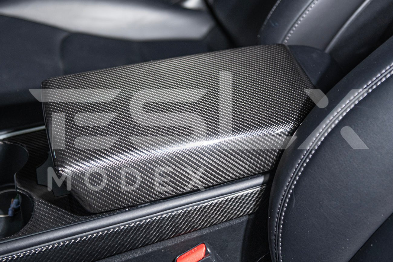 Tesla Model 3 Model Y Carbon Fiber Interior Center Armrest Cover 2020-Up