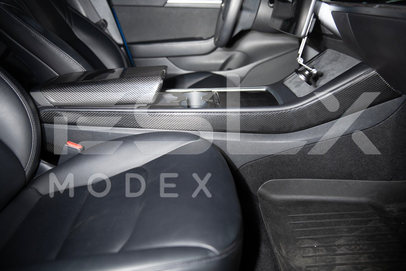Tesla Model 3 Model Y Carbon Fiber Interior Center Console Shift Side Covers 2020-2025