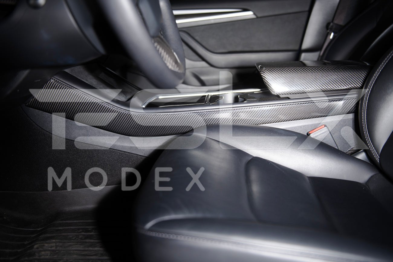 Tesla Model 3 Model Y Carbon Fiber Interior Center Console Shift Side Covers 2020-2025