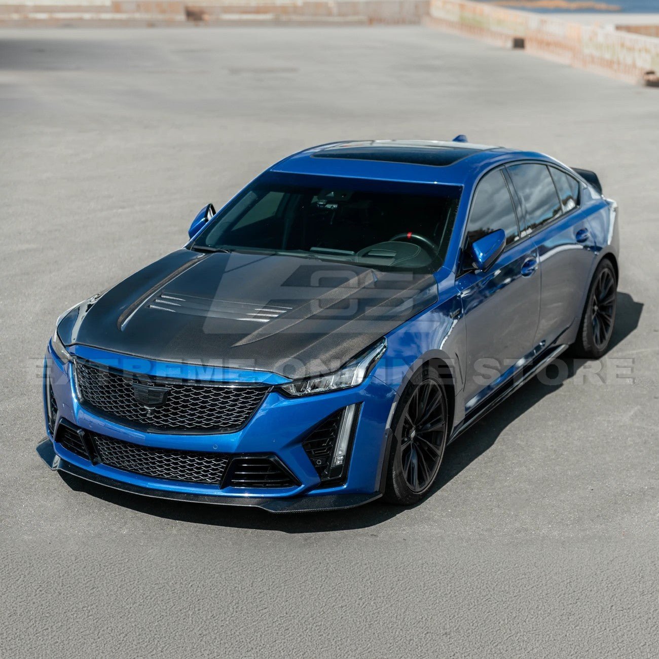 Cadillac CT5 / CT5-V Carbon Fiber Front Bumper Hood Vented Cover Blackwing Style 2020-Up