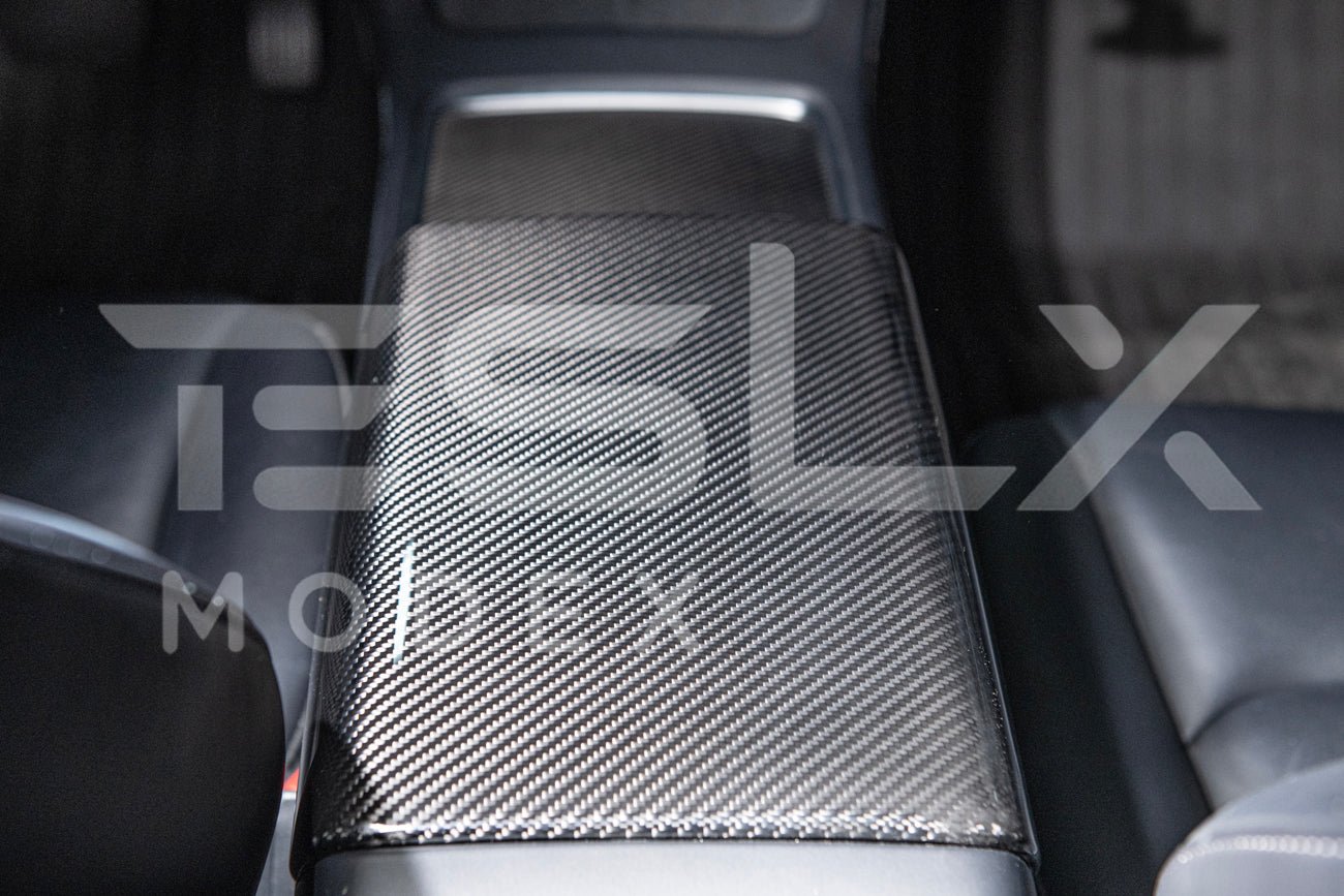 Tesla Model 3 Model Y Carbon Fiber Interior Center Armrest Cover 2020-Up