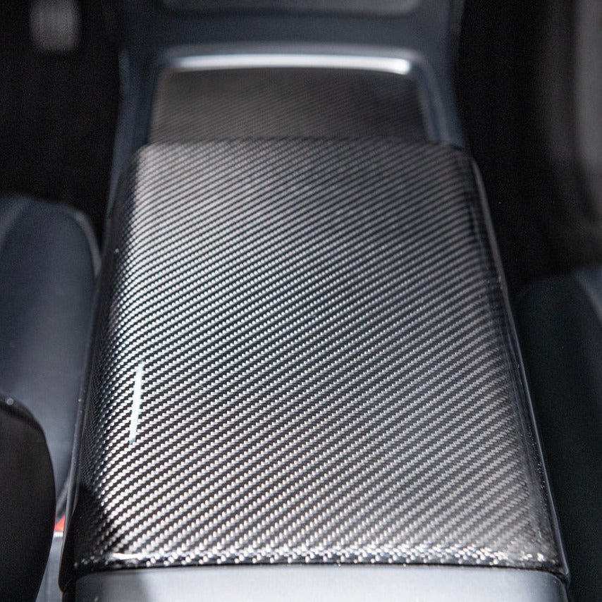 Tesla Model 3 Model Y Carbon Fiber Interior Center Armrest Cover 2020-Up