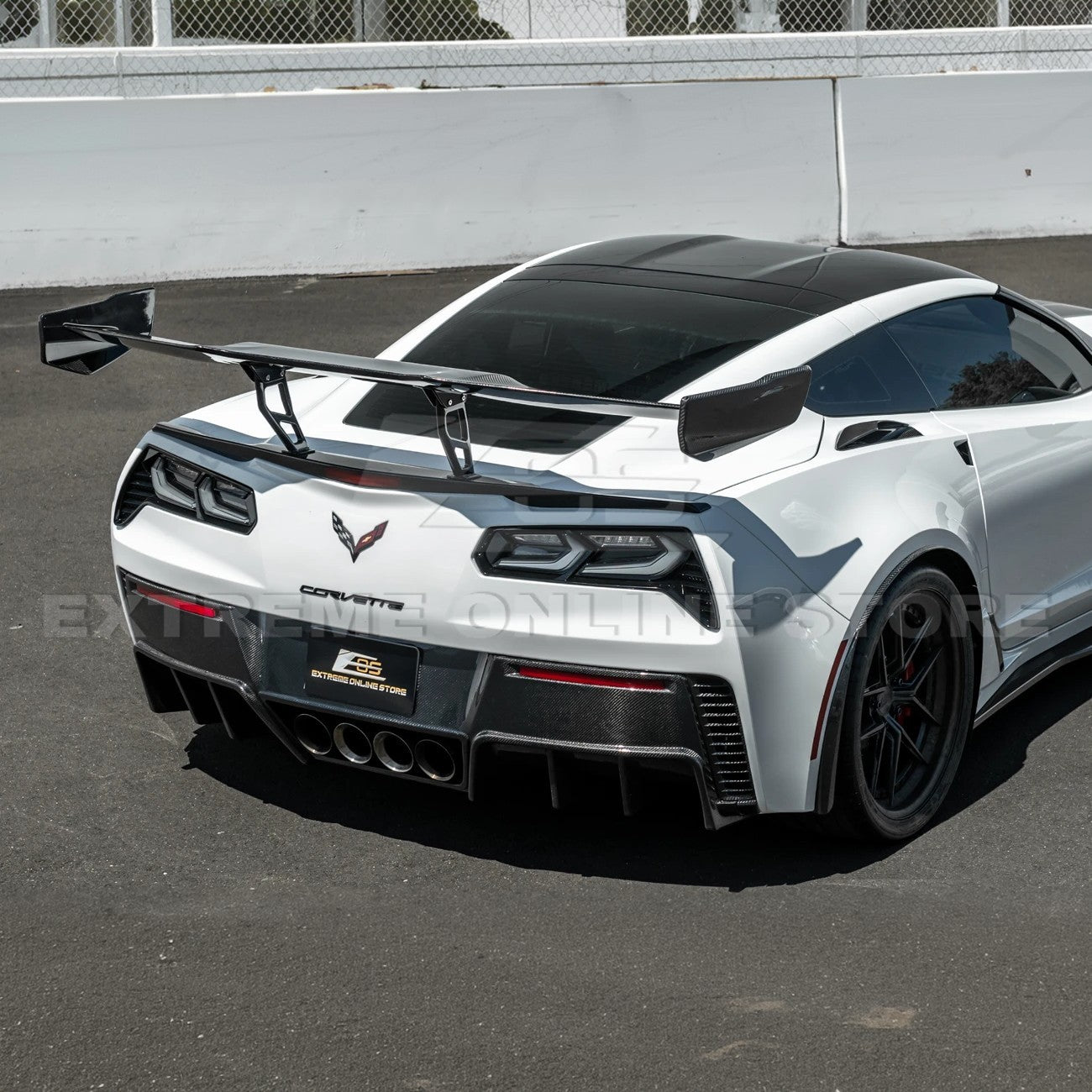 Chevrolet Corvette C7 ZR1 ZTK Style Carbon Fiber Extended High Wing Spoiler Kit 2014-2019