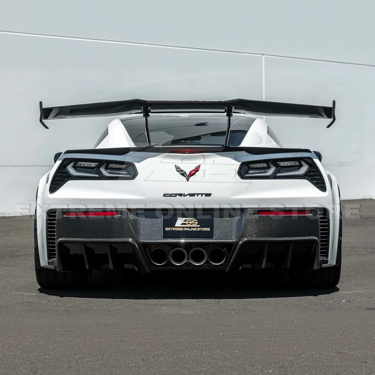 Chevrolet Corvette C7 ZR1 ZTK Style Carbon Fiber Extended High Wing Spoiler Kit 2014-2019