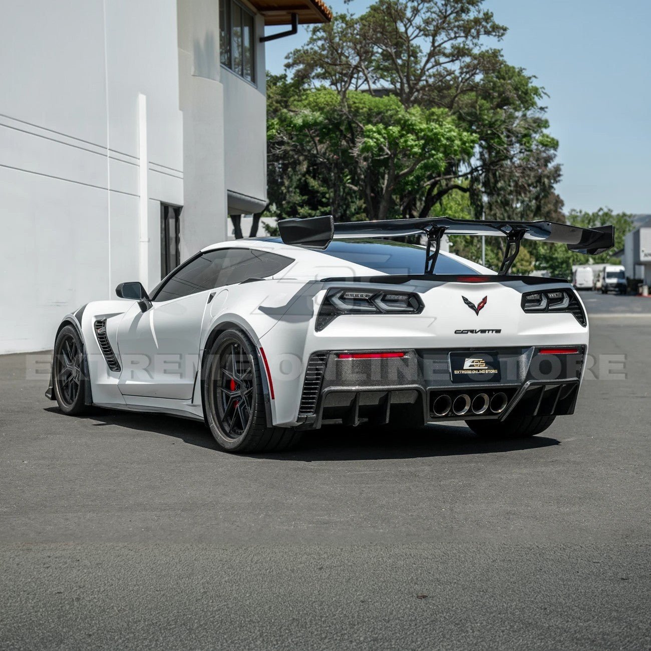 Chevrolet Corvette C7 ZR1 ZTK Style Carbon Fiber Extended High Wing Spoiler Kit 2014-2019