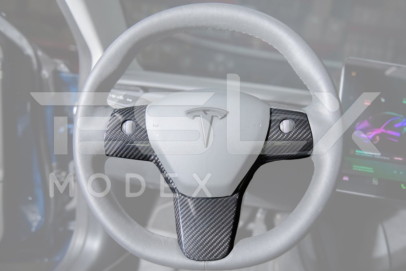 Tesla Model 3 Model Y Carbon Fiber Interior Steering Wheel Cover 2020-2024