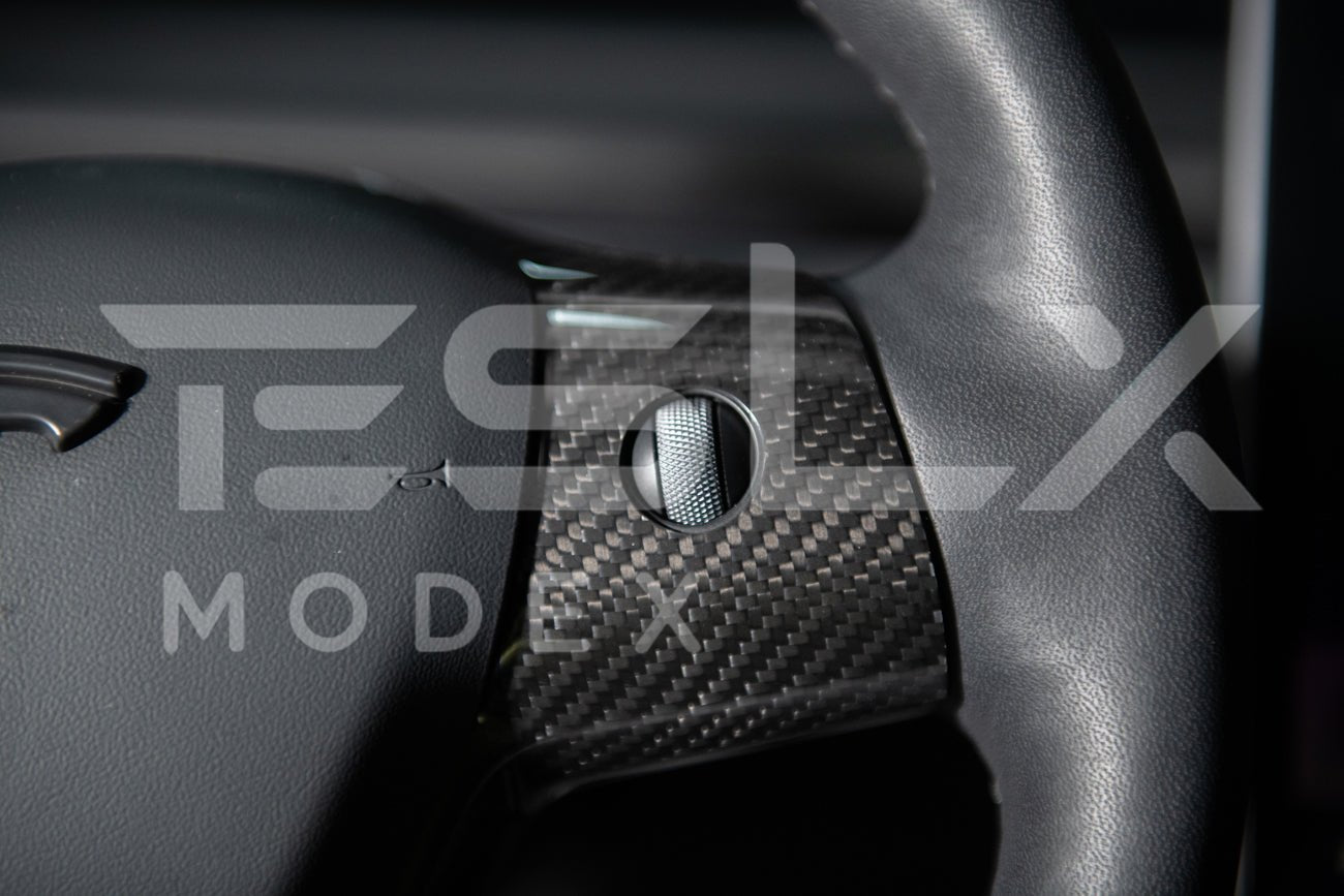 Tesla Model 3 Model Y Carbon Fiber Interior Steering Wheel Cover 2020-2024