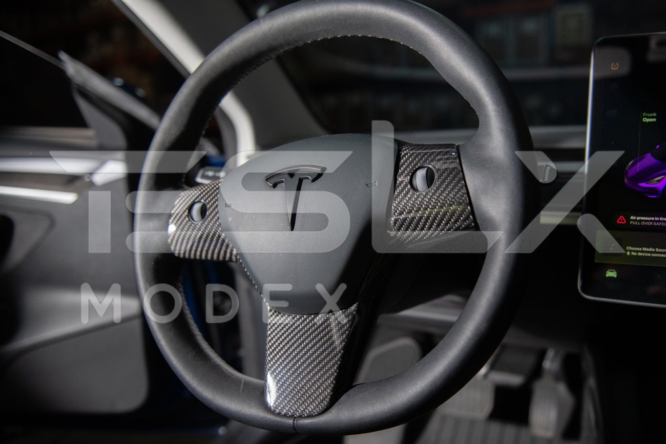 Tesla Model 3 Model Y Carbon Fiber Interior Steering Wheel Cover 2020-2024