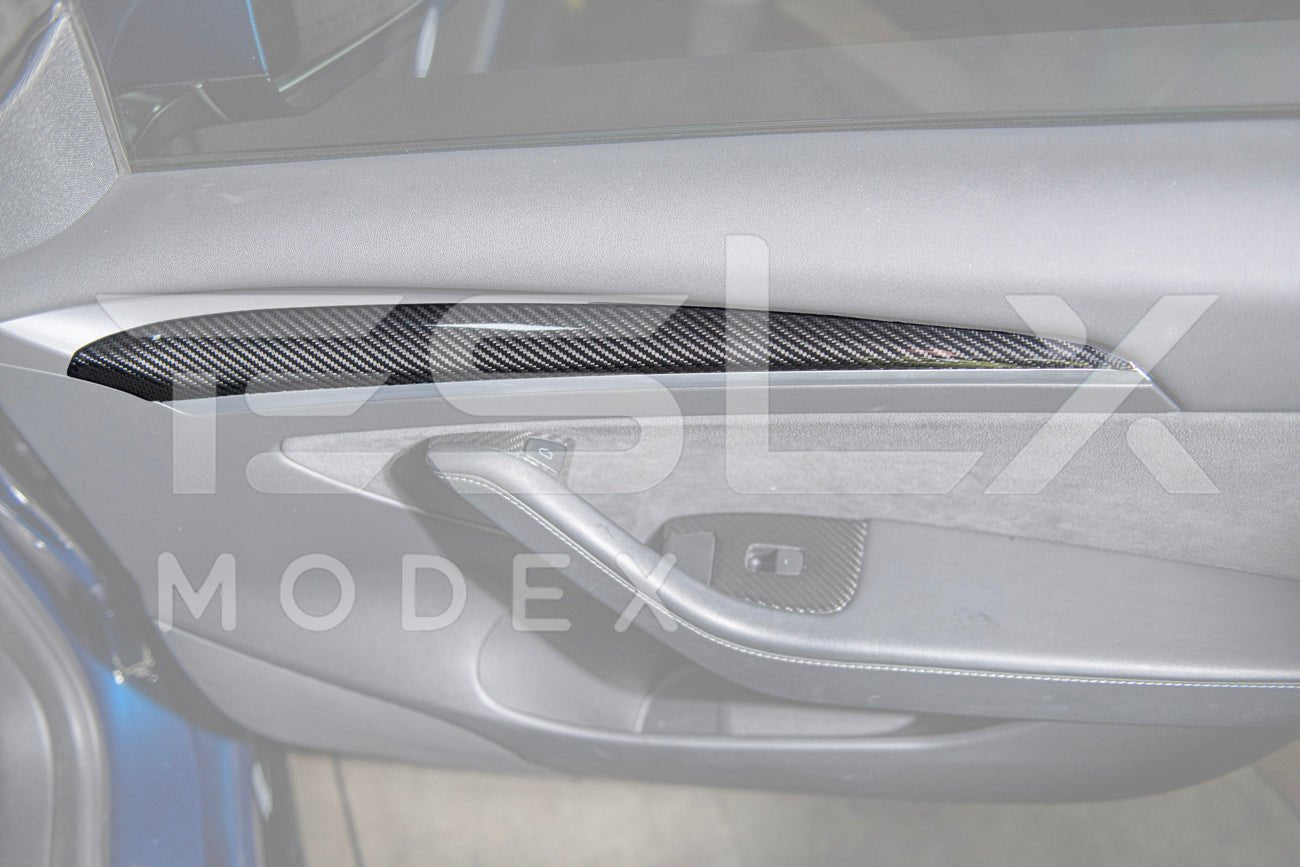 Tesla Model 3 Model Y Carbon Fiber Interior Door Trim Panel Cover 2020-2024