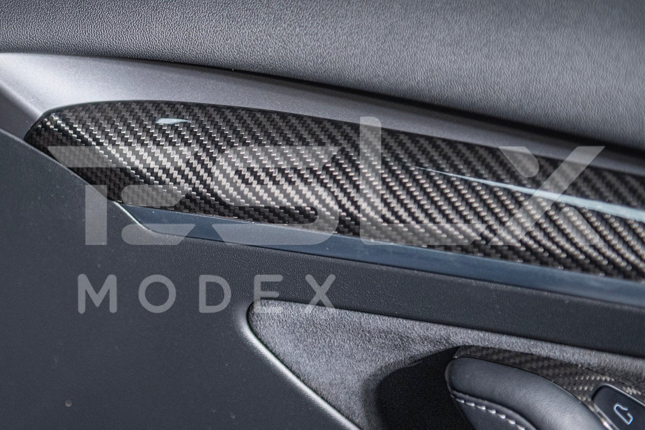 Tesla Model 3 Model Y Carbon Fiber Interior Door Trim Panel Cover 2020-2024