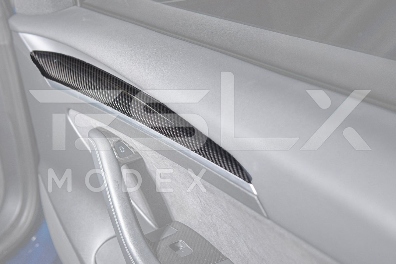 Tesla Model 3 Model Y Carbon Fiber Interior Door Trim Panel Cover 2020-2024