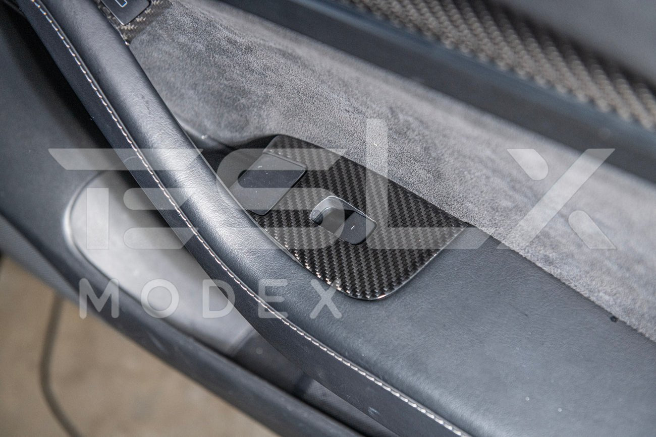 Tesla Model 3 Model Y Carbon Fiber Interior Door Glass Lifting Panel Cover 2020-2024