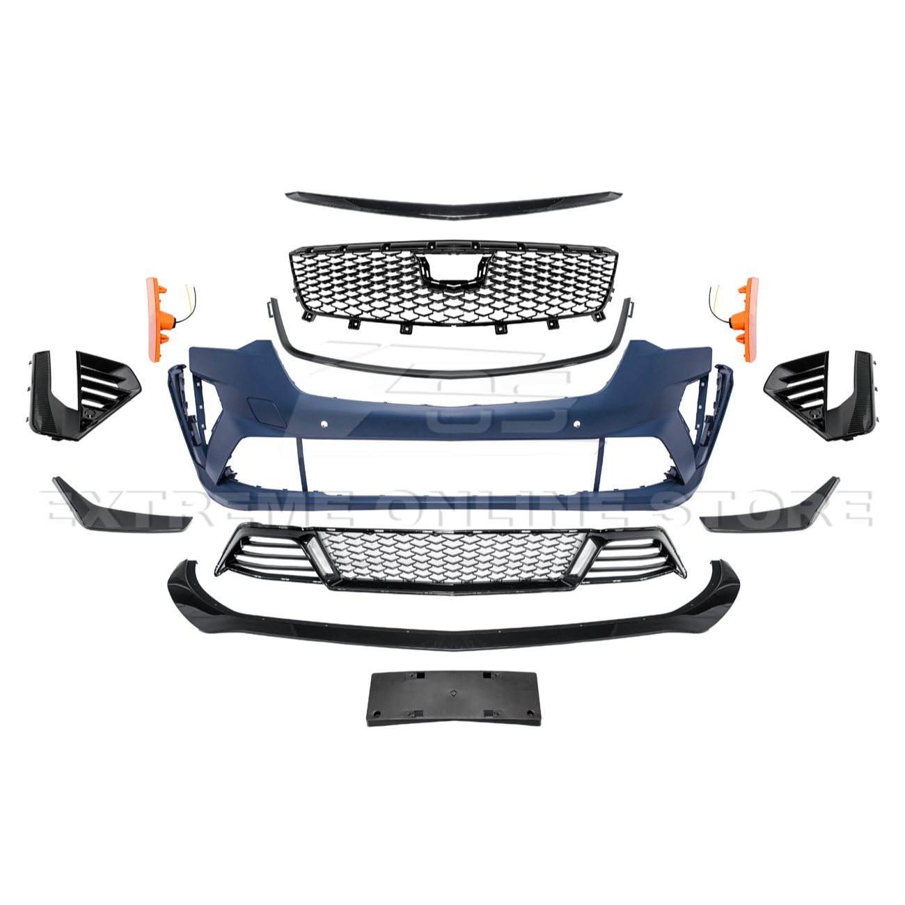 Cadillac CT4 CT4-V Blackwing Style Primed Black Front Bumper Conversion Kit 2020-Up