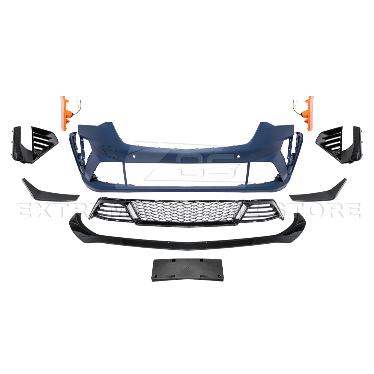 Cadillac CT4 CT4-V Blackwing Style Primed Black Front Bumper Conversion Kit 2020-Up