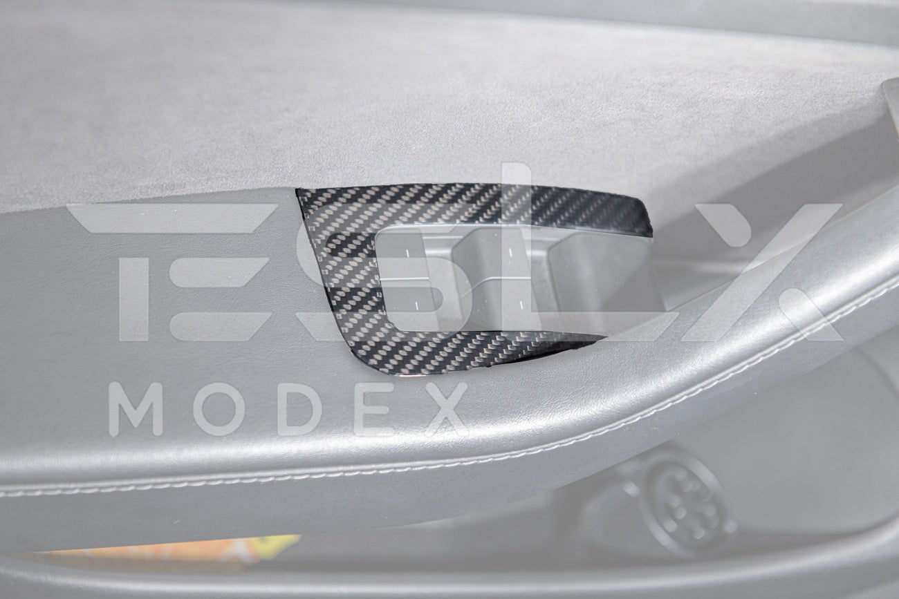 Tesla Model 3 Model Y Carbon Fiber Interior Door Glass Lifting Panel Cover 2020-2024
