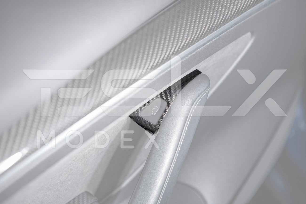 Tesla Model 3 Model Y Carbon Fiber Interior Door Glass Lifting Panel Cover 2020-2024